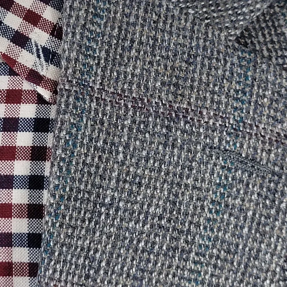 VTG Stafford Men's Tweed Sport Coat Blazer Two Button Gray Wool Plaid‎ 42R Slim